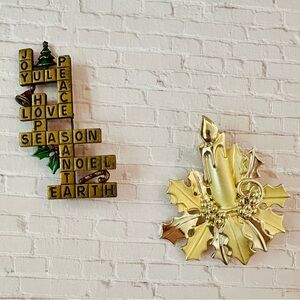 Vintage Set of Signed Holiday Christmas Brooches or Pins